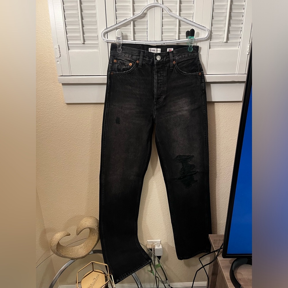 Redone denim jeans high rise